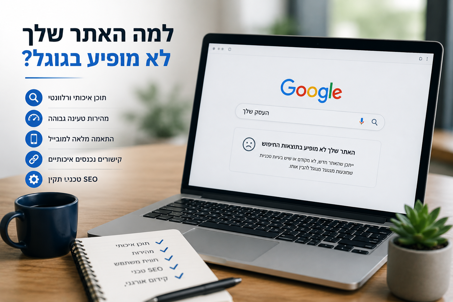 למה האתר לא מופיע בגוגל - SEO וקידום אתרים
