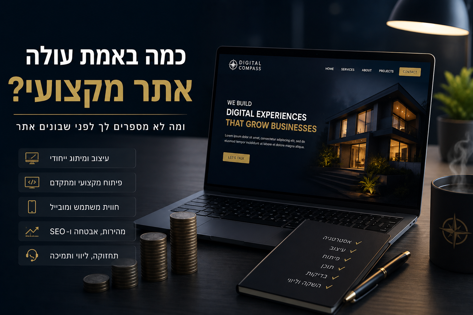 כמה עולה אתר מקצועי לעסק ומה משפיע על מחיר בניית אתר