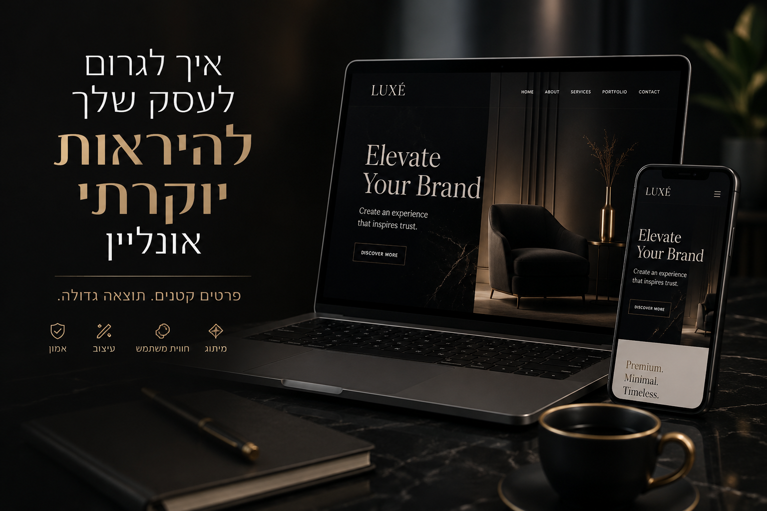 איך לגרום לעסק להיראות יוקרתי ומקצועי אונליין באמצעות עיצוב וחוויית משתמש